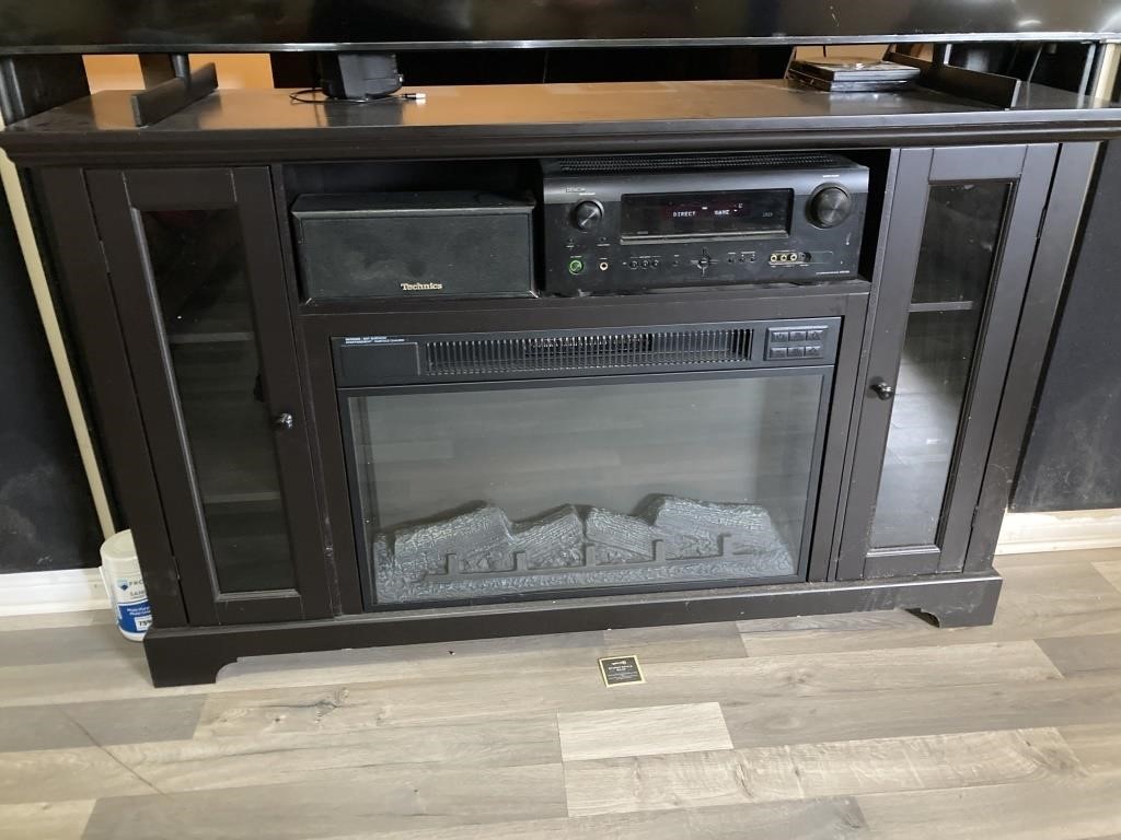 Black Fireplace TV Stand w Storage