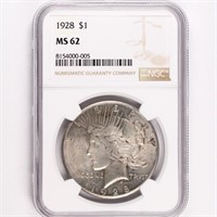 1928 Peace Dollar NGC MS62 - KEY DATE