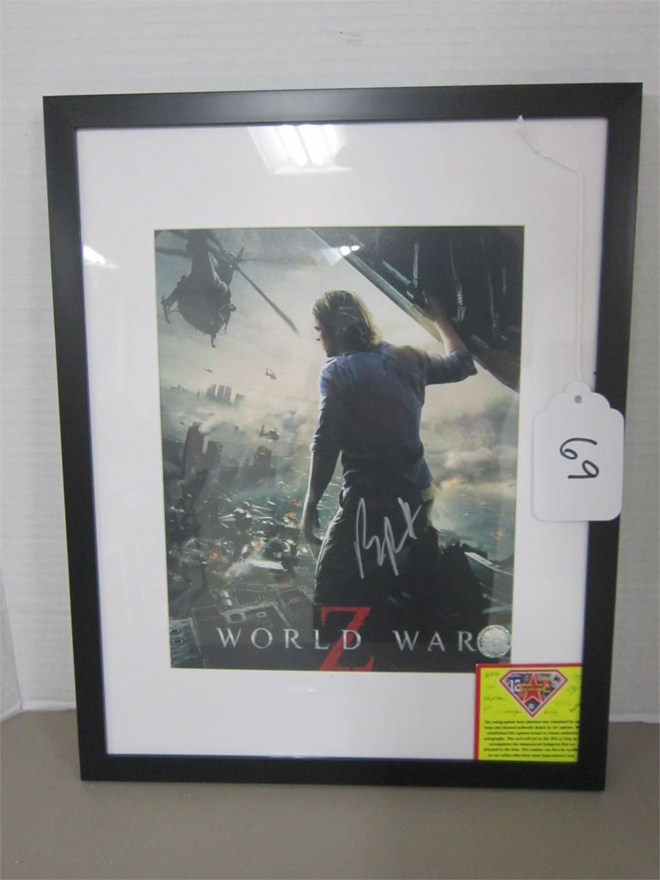 FRAMED BRAD PIT PHOTO-WORLD WAR Z-SIGN,CERT