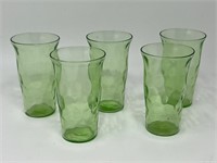 Set of (5) Depression Dimple Glass Juice Glasses