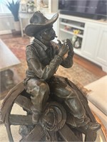 Large Western Bronze, "Cowboy on a break",  Fisher