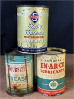 Lot of 3 Vintage 1 lb Grease Cans, Mostly Full