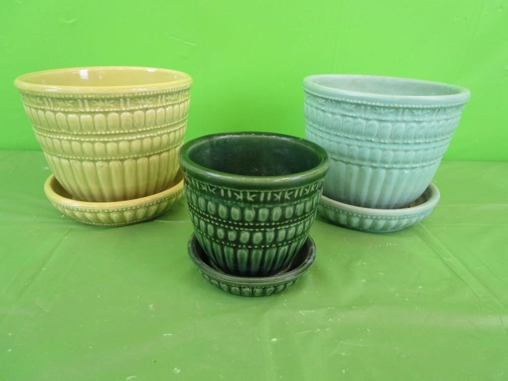 McCoy Beaded Saucered Pots "No Chips, No Cracks"