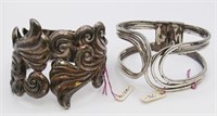 (2) MEXICO STERLING HINGE CUFF BRACELETS