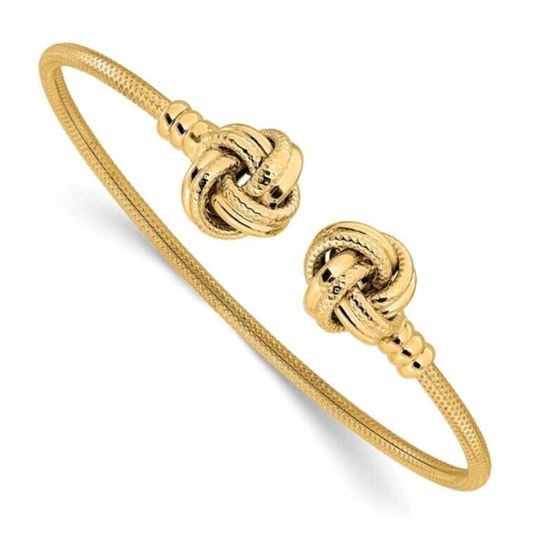 14K -Textured Love Knots Cuff Bracelet