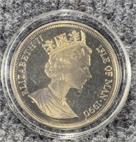 1990 Elzabeth II 1 Crown Churchill Comm. Coin
