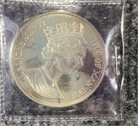1991 Elzabeth II 1 Crown Isle of Man Coin