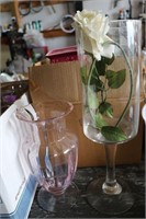 lot of 2 large glass vases