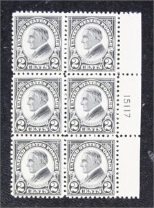 US Stamps #610 Pane Block of 6 and #641Plate Block