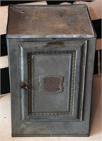 Metal bread box with door, 13.5" wide x 20" tall x