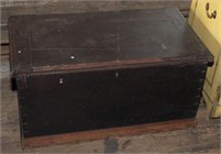 Dovetailed wooden chest with hinged lid, 38" wide