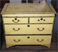 Painted decorated chest of drawers with hinged lid