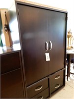 Modern Black Armoire- 2 Door, 4 Drawer