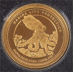2012 PALAU 1G .999 GOLD $1 MARINE LIFE OCTOPUS
