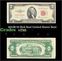 1953B $2 Red Seal United States Note Grades vf++