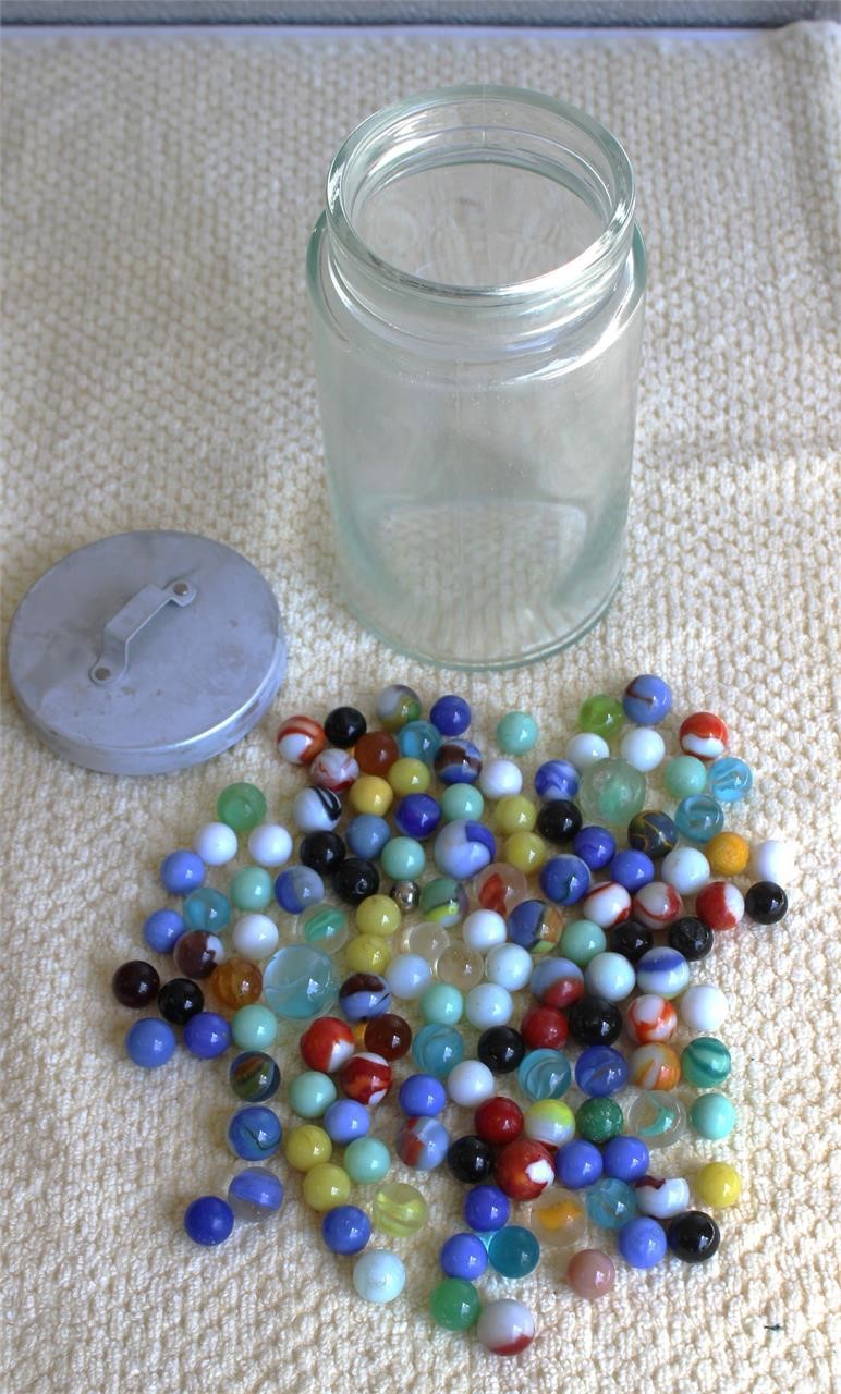 Vintage Marbles in Glass Jar