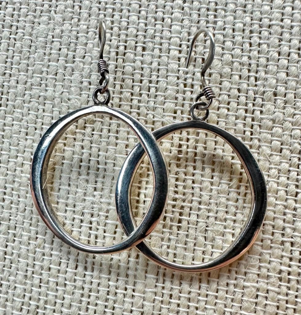 Sterling Silver Dangle Hoop Earrings