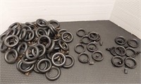 Curtain rod pewter clip rings.(7) black 1 3/4