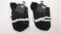 2pr New Marshall Fields Womens Socks Lace Trim