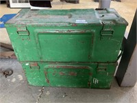 ARMY CAMP STRETCHER, 2X AMMO BOXES AND
