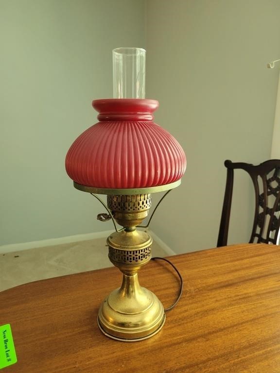 Red Glass Globe Electric Lamp