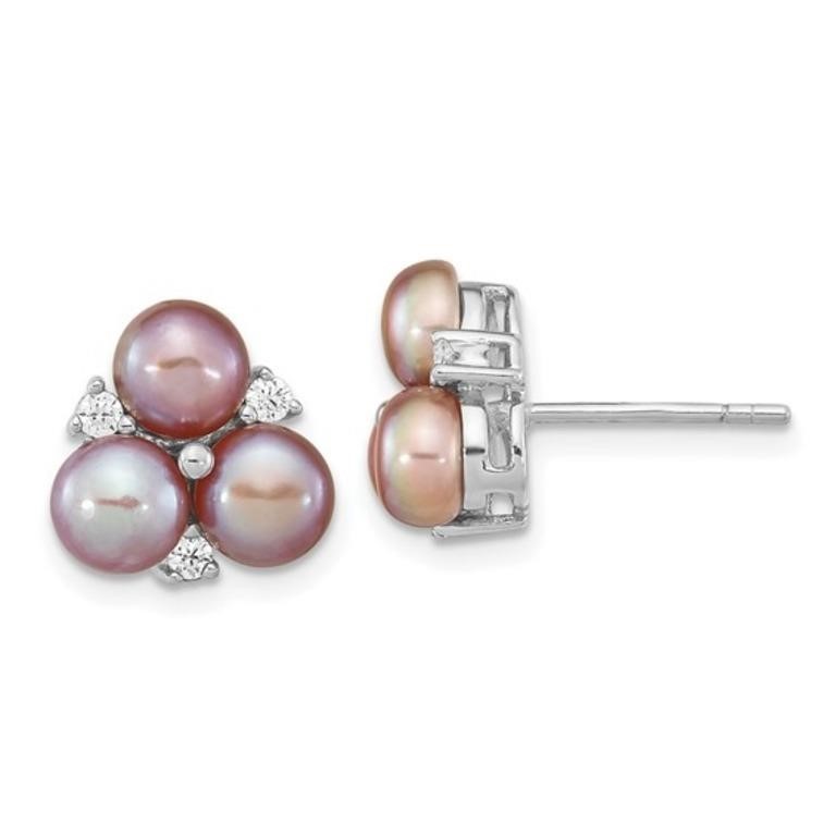 Sterling Silver FWC Pearl Crystal Earrings