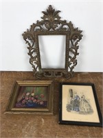 2 Vintage Pictures & 1 Additional Frame