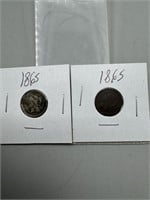 (Times 2) 1865 3 Cent Nickel