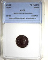 320 AD Crispus NNC AU58 AE Follis