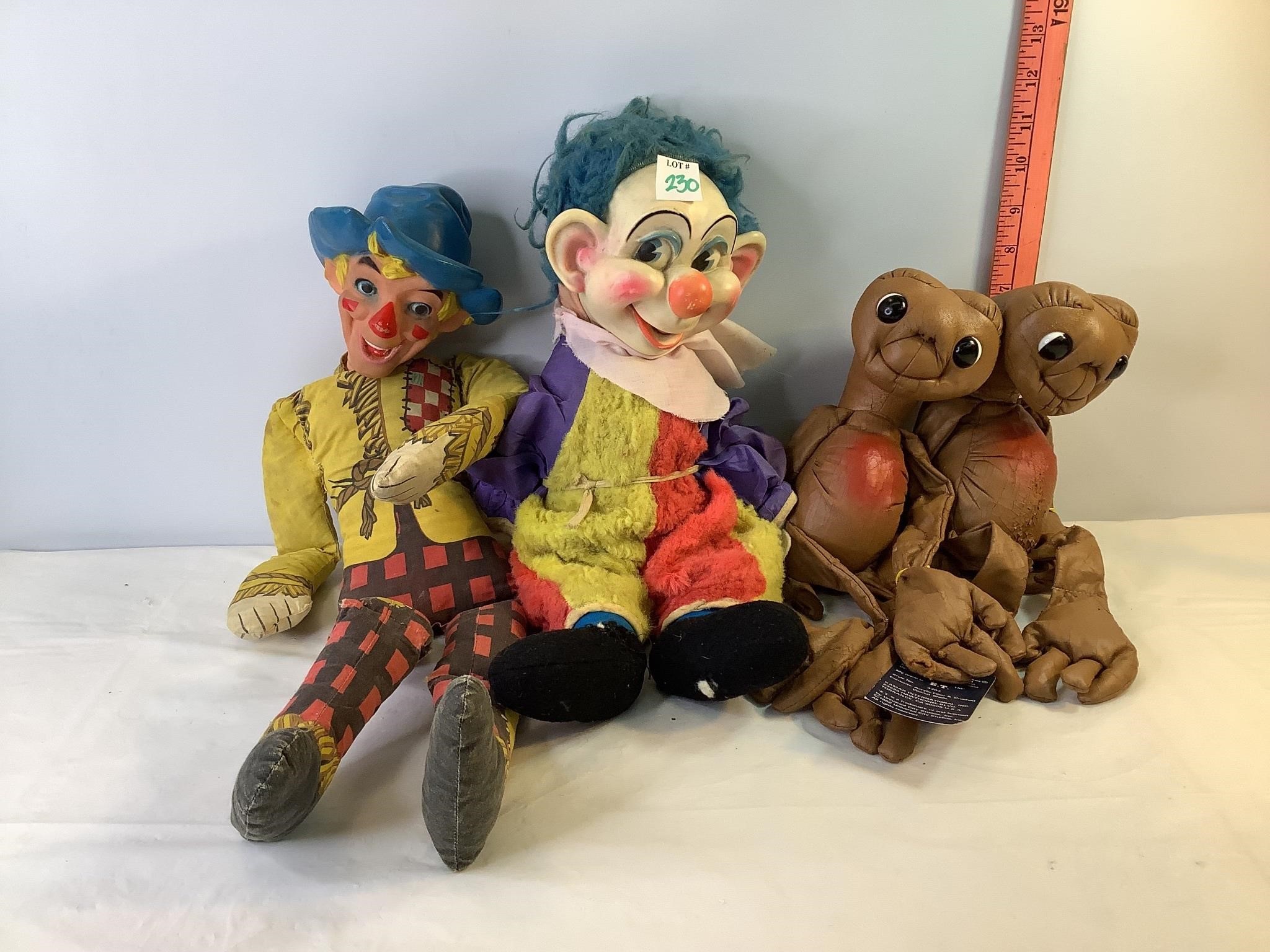 Vtg ET, Clown & Scarecrow Dolls