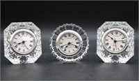 3 Shannon Irish Crystal Desk Clocks