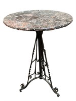 French Iron 3 Leg Table Base with Marble Top