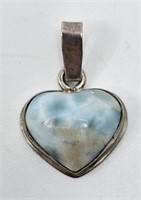 Sterling Silver Heart Shaped Pendant whit Larimar