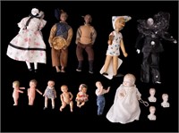 Vintage Porcelain, Wood, & Plastic Dolls (15 pcs)