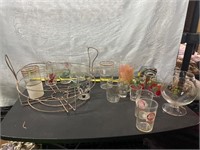 Wire basket of glasses