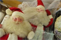 2 vintage Santa figures & 2 ornaments