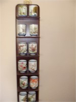 Six (6) Shelf Curio with 12 Japanese Cups