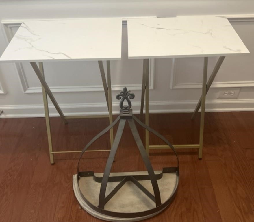 Metal Folding Tray Tables and Wall Shelf