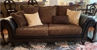 Faux Leather and Upholstered Couch