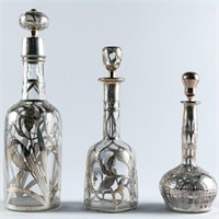 SILVER OVERLAY DECANTERS