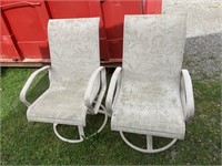 2 patio rocking swivel chairs & table 20”
