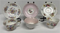 3 English Bone China Teacups & Saucers Mismatch