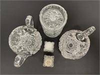 Brilliant Crystal Creamer, Sugar, Salt & Pepper