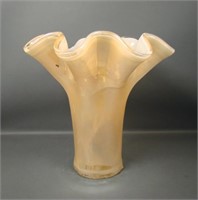 Murano? Art Glass Gold Luster Ruffled Flower Vase
