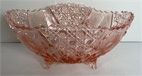 PINK ETCHED CUT GLASS FRUIT BOWL