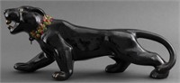 Glazed Ceramic Model of a Prowling Jungle Cat