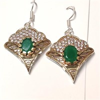$400 Silver Emerald CZ Earrings