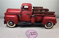 Red Metal Vintage GMC Pickup Truck Decor
