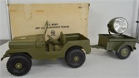 Marx U.S. Army Jeep & Searchlight Trailer In Box