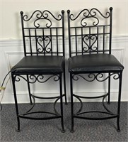 (2) Metal padded bar stools 48” tall, 19” wide